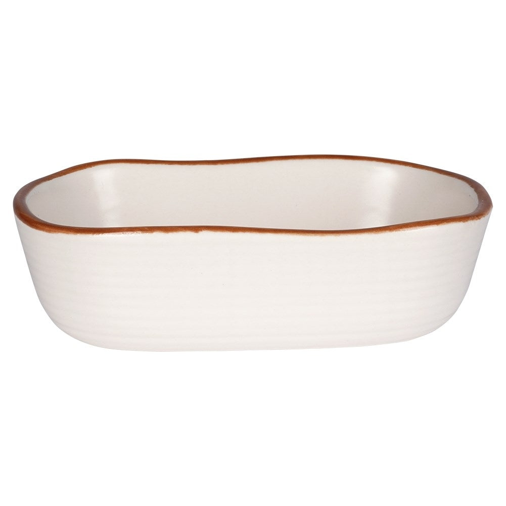 White Baking dish in Gres with Brown Edge - 75 ml