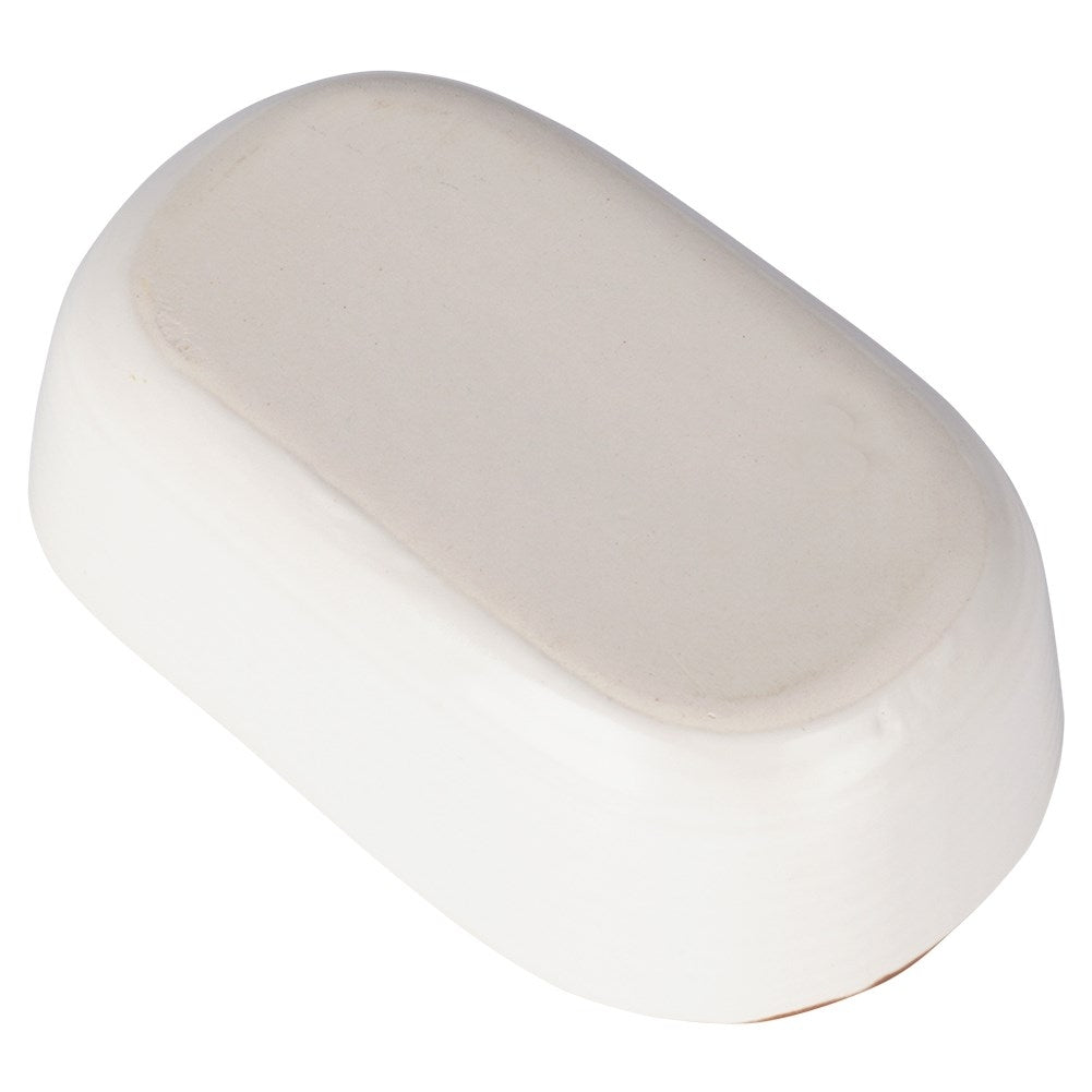 White Baking dish in Gres with Brown Edge - 75 ml