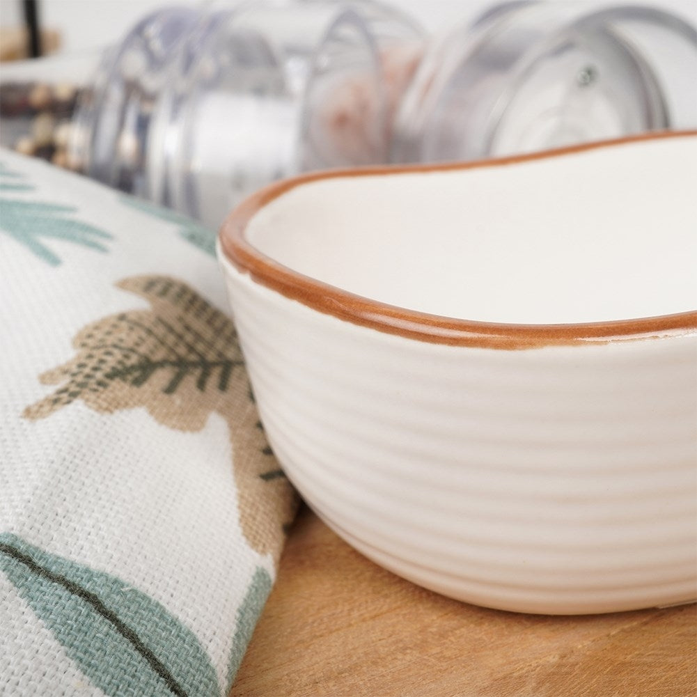 White Baking dish in Gres with Brown Edge - 75 ml