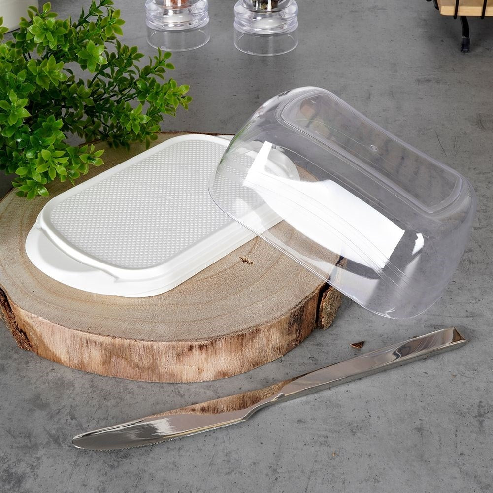 White Butter Box with Transparent Lid for Storage and Serving
