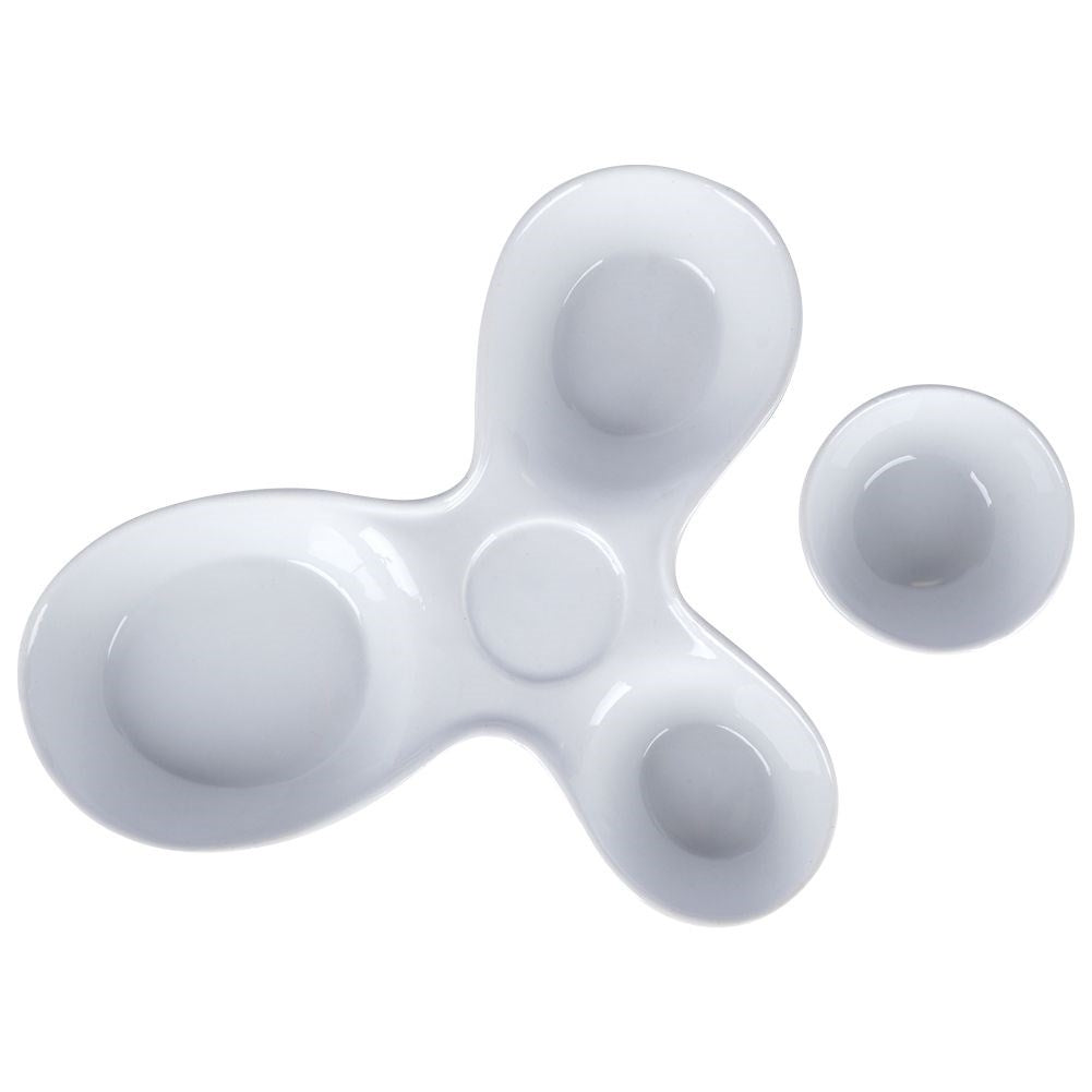 White Ceramic Bowl for Snacks with Three Sizes and Removable Part