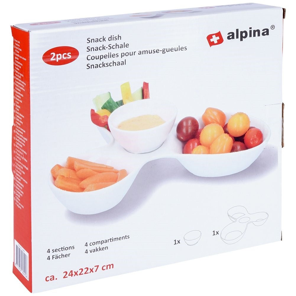 White Ceramic Bowl for Snacks with Three Sizes and Removable Part