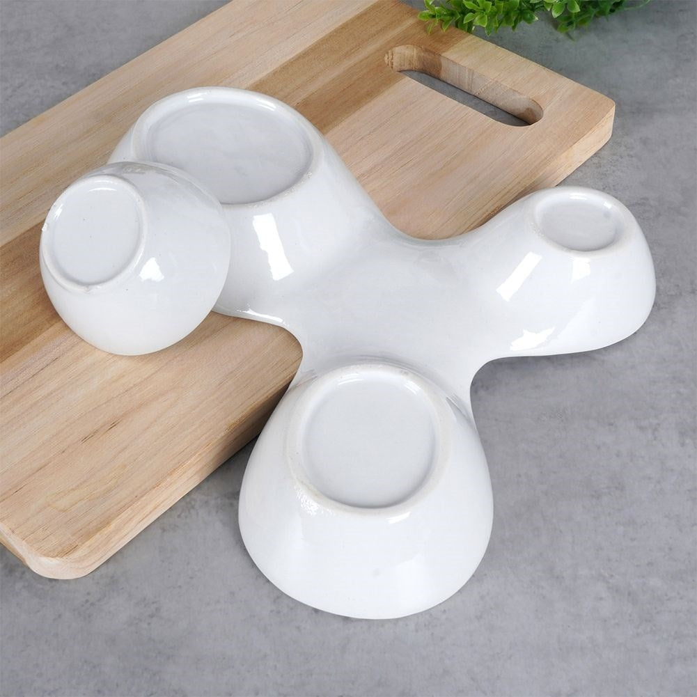 White Ceramic Bowl for Snacks with Three Sizes and Removable Part