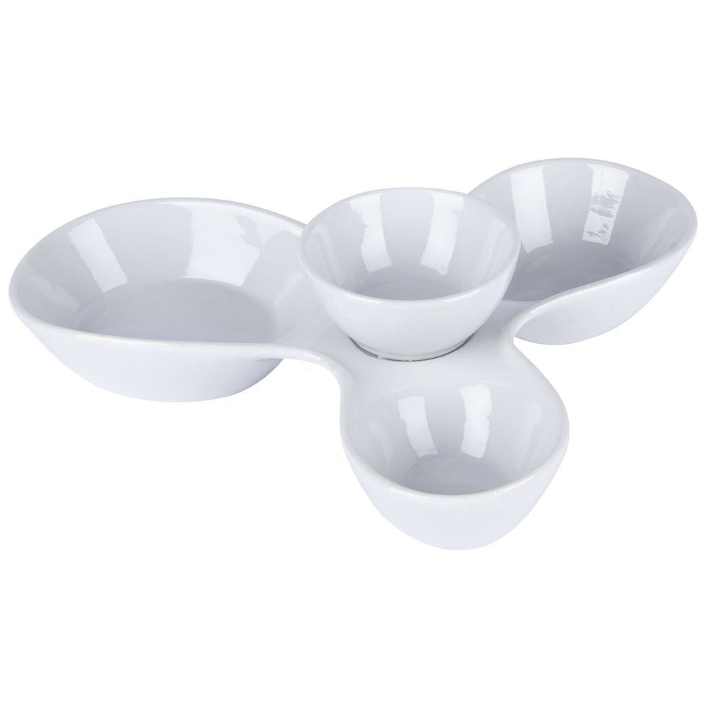 White Ceramic Bowl for Snacks with Three Sizes and Removable Part
