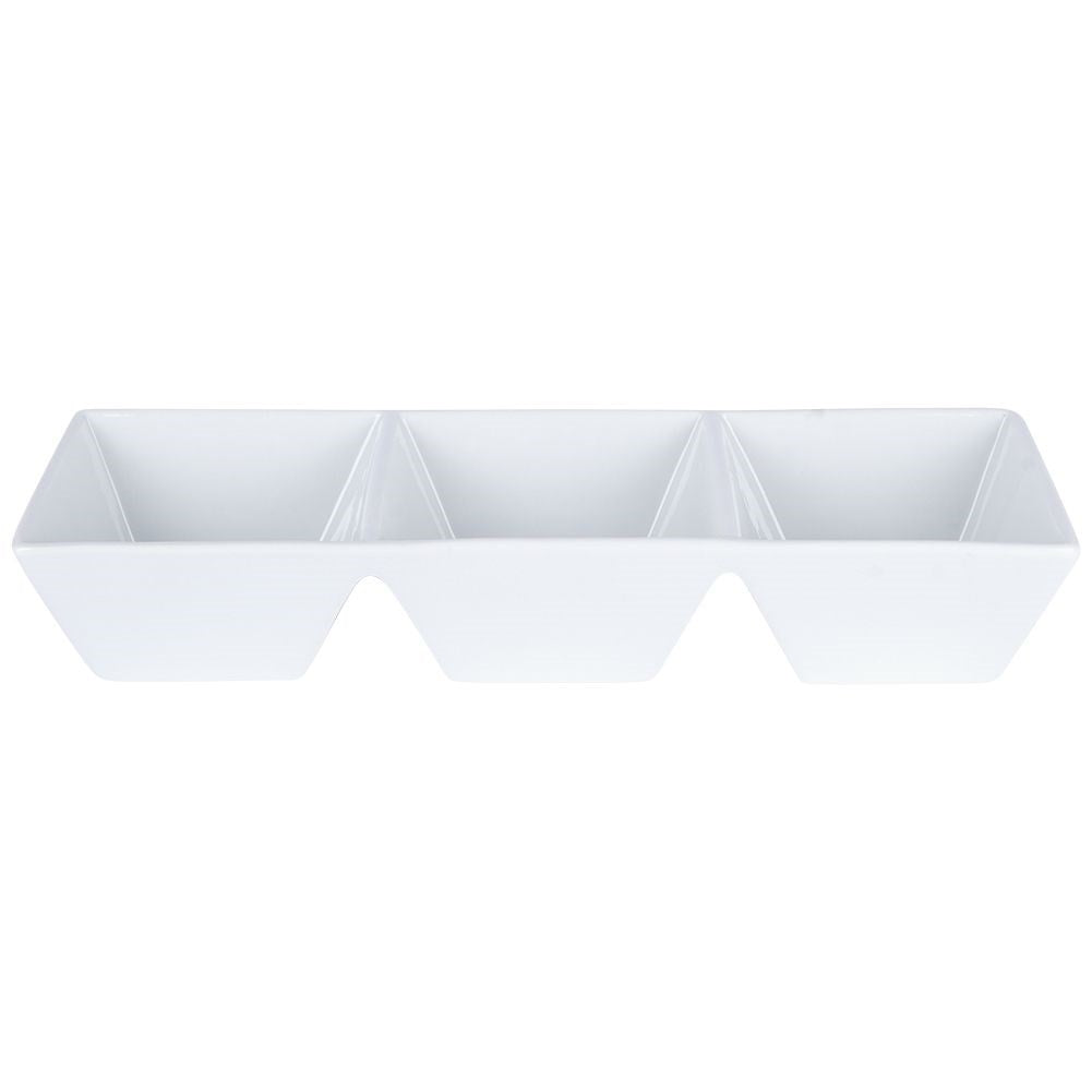 White Ceramic Bowl with Three Sections for Snacks
