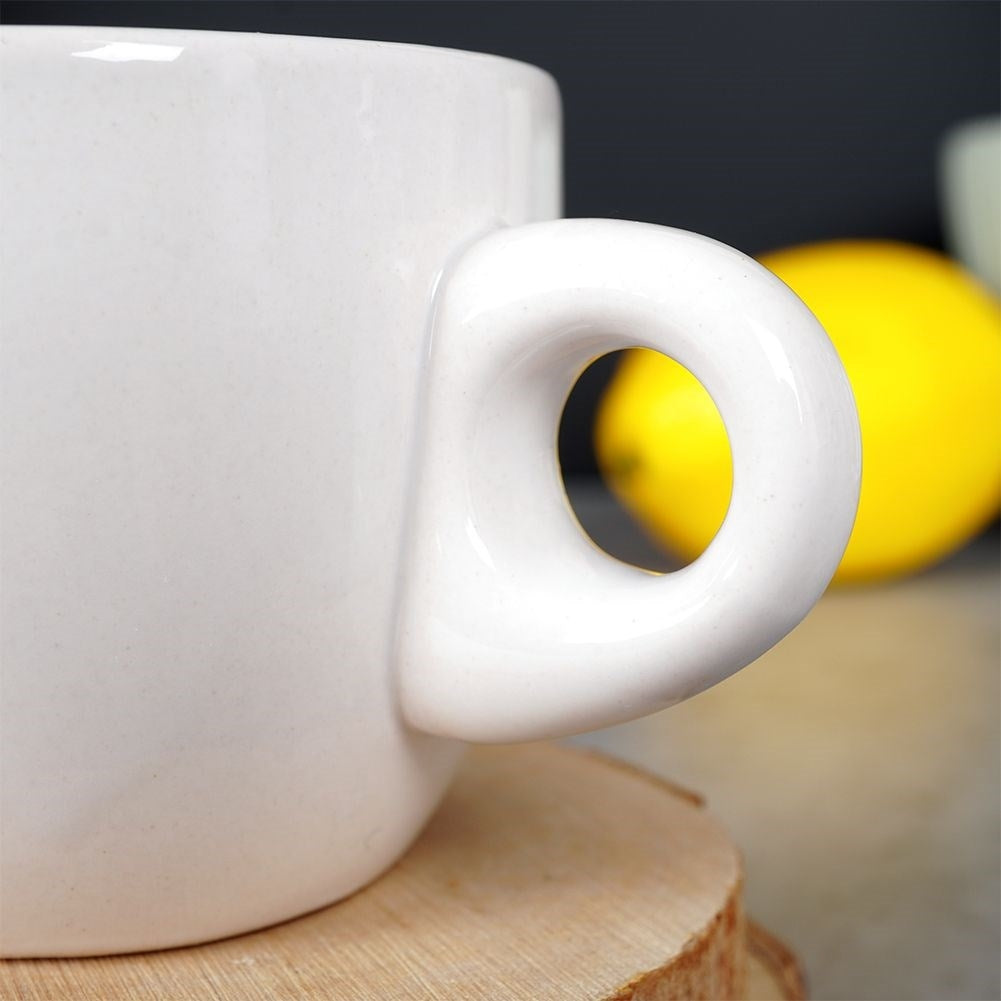 White Ceramic Espresso Cup with Red Hearts - Dishwasher safe