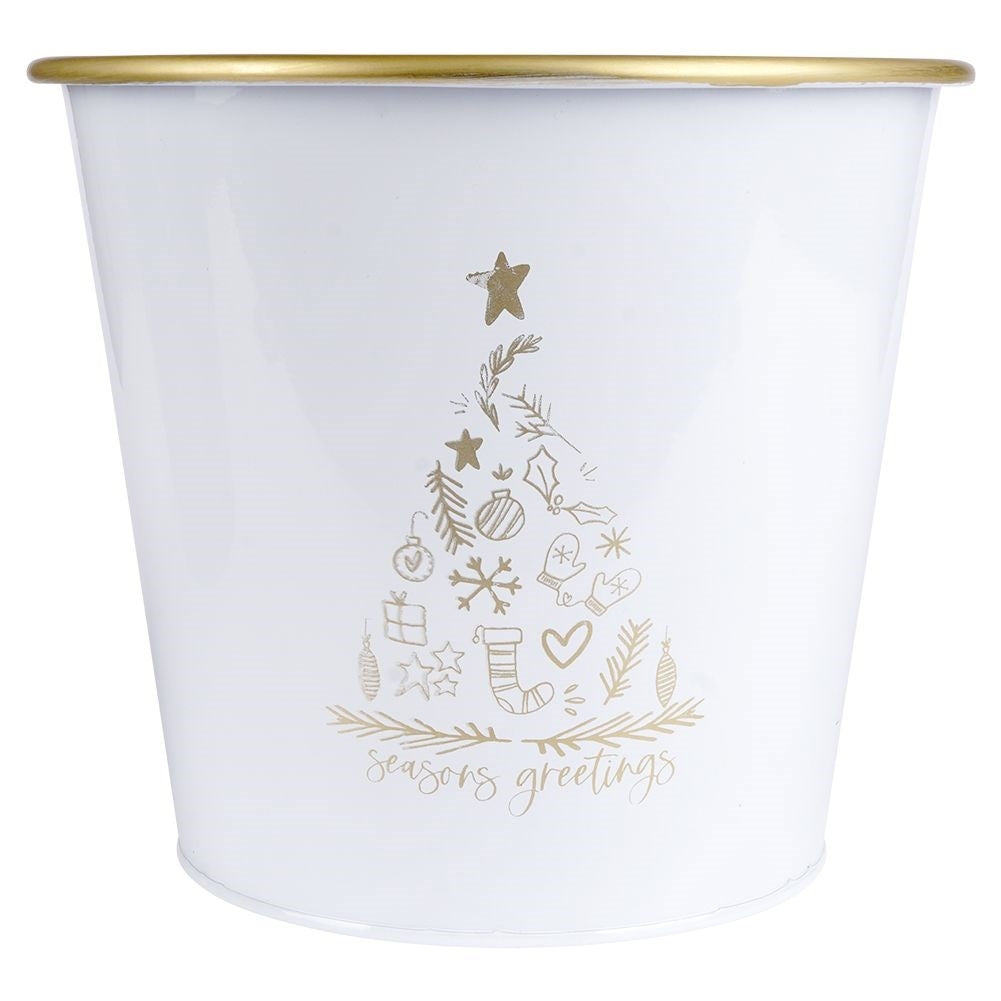 White Christmas pot with golden tree - impressive decoration
