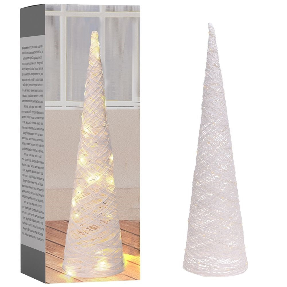 White Christmas tree in cone shape with LED lighting