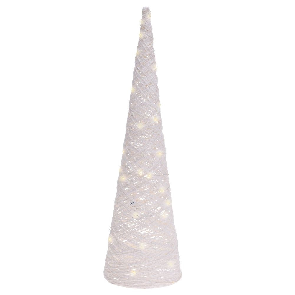 White Christmas tree in cone shape with LED lighting