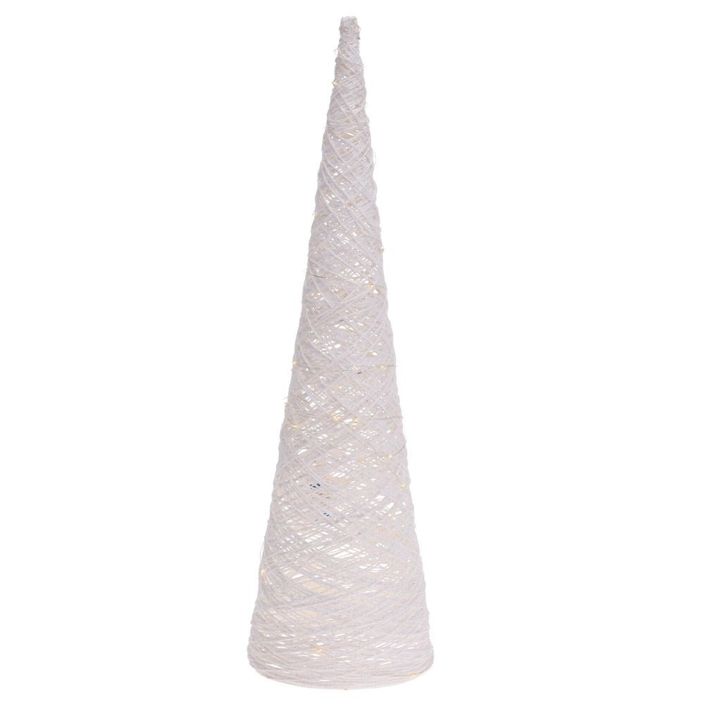 White Christmas tree in cone shape with LED lighting