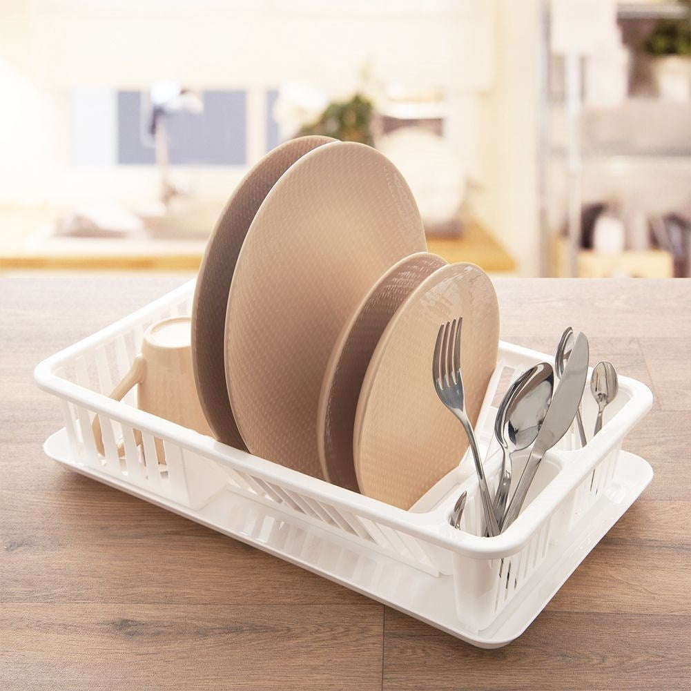 White Dish Rack with Multifunctional Storage Possibilities