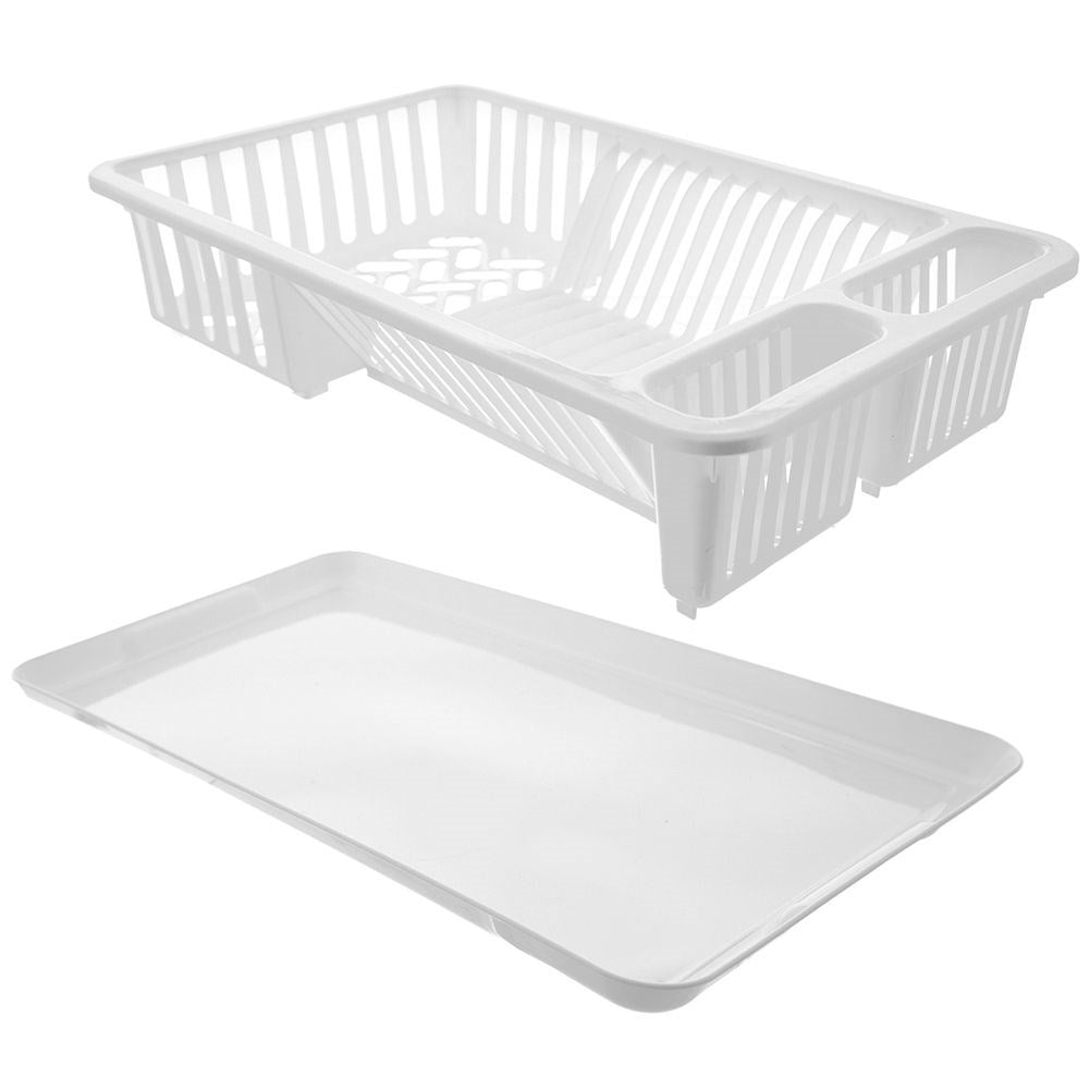 White Dish Rack with Multifunctional Storage Possibilities