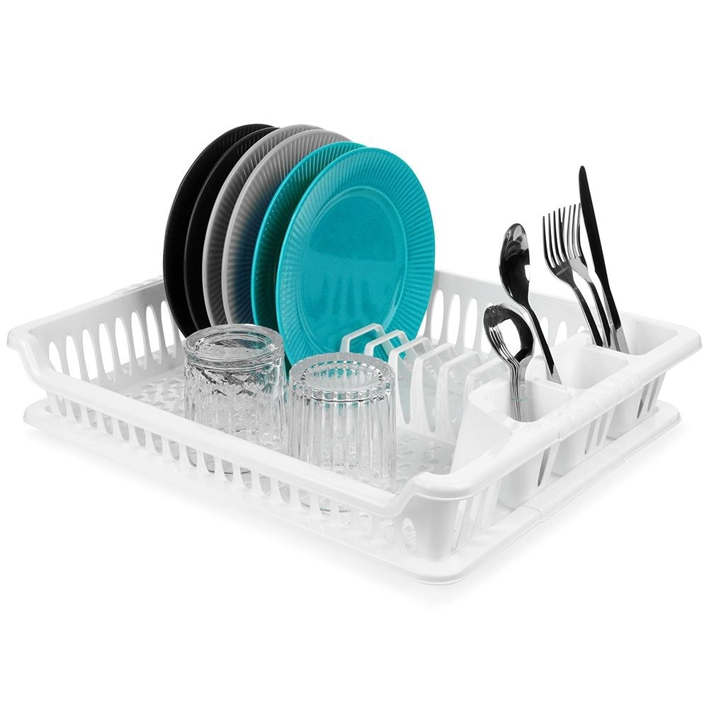 White Dish Rack with Removable Tray for Easy Cleaning