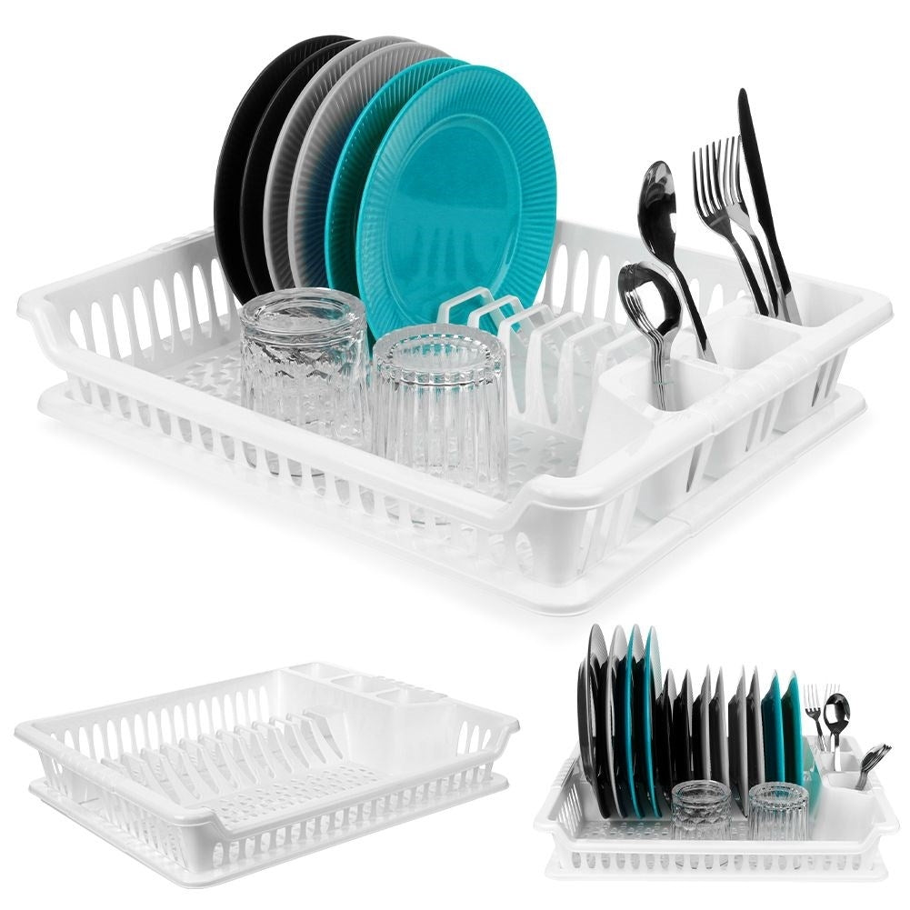 White Dish Rack with Removable Tray for Easy Cleaning