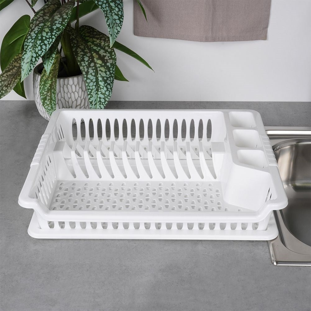 White Dish Rack with Removable Tray for Easy Cleaning