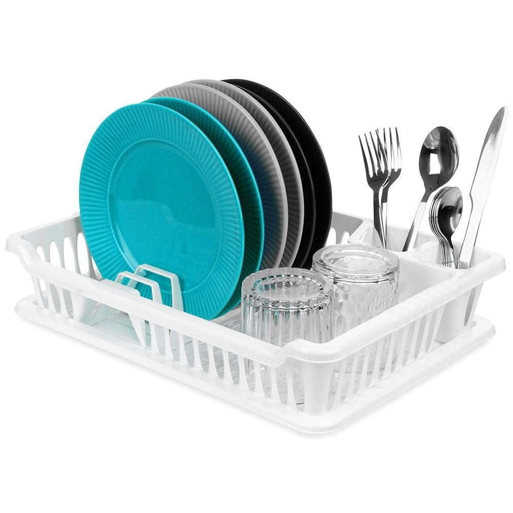 White Dish Rack with Removable Tray for Easy Cleaning