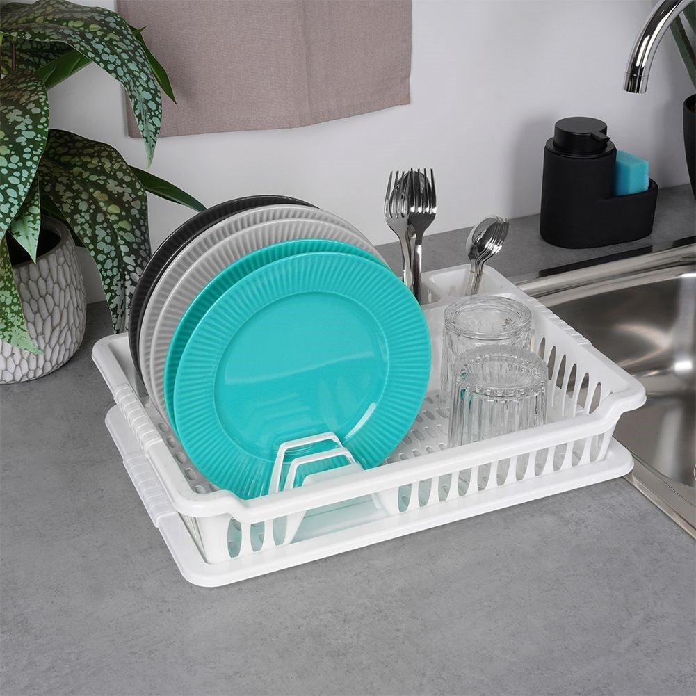 White Dish Rack with Removable Tray for Easy Cleaning