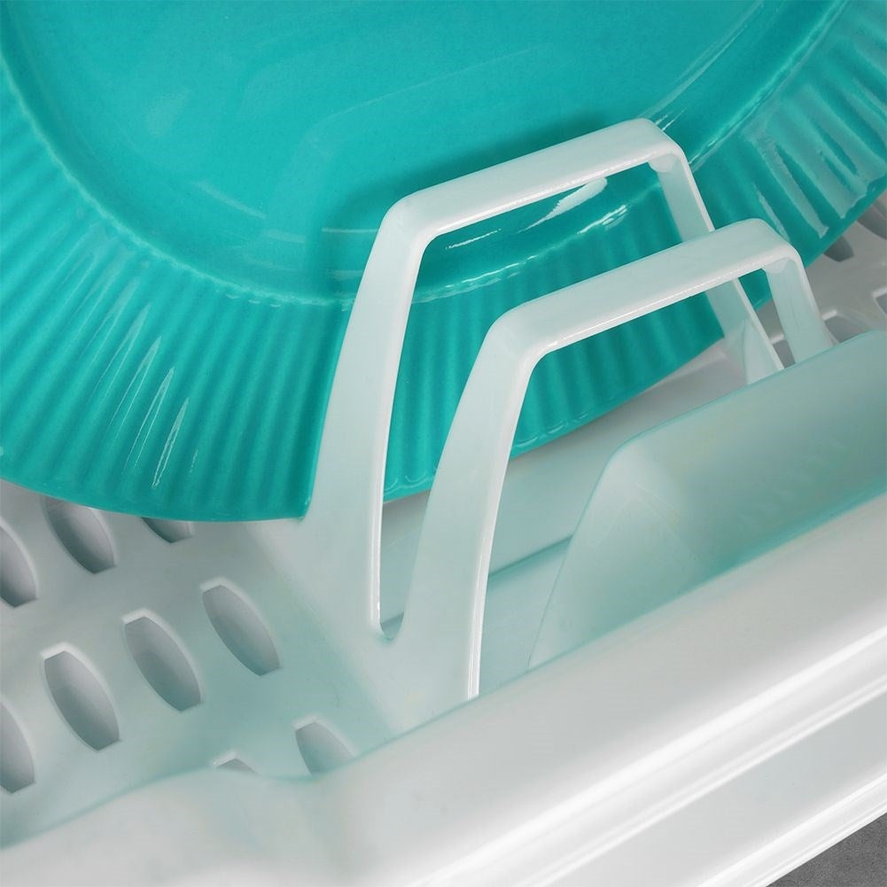 White Dish Rack with Removable Tray for Easy Cleaning