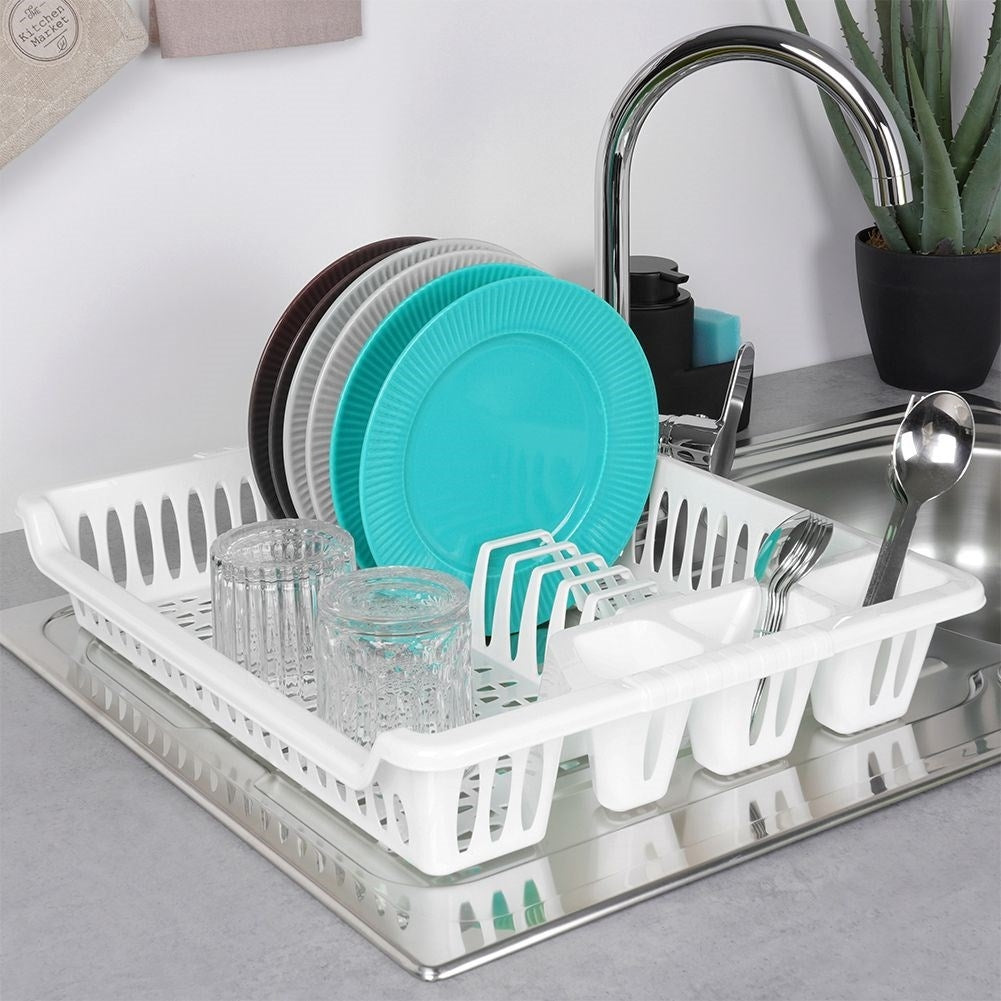 White Dish Rack with Removable Tray for Easy Cleaning