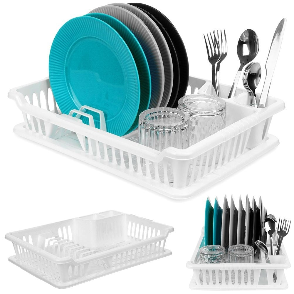 White Dish Rack with Removable Tray for Easy Cleaning