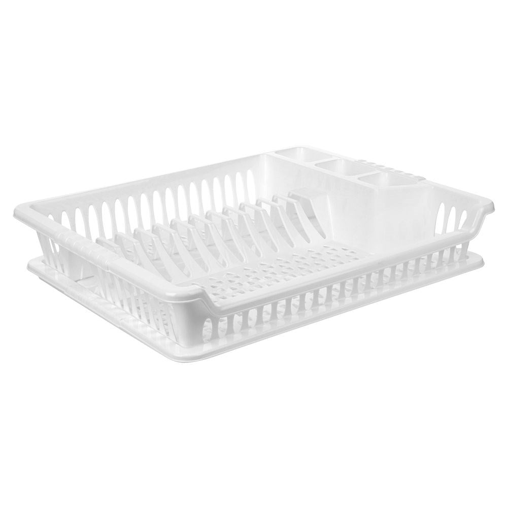 White Dish Rack with Removable Tray for Easy Cleaning
