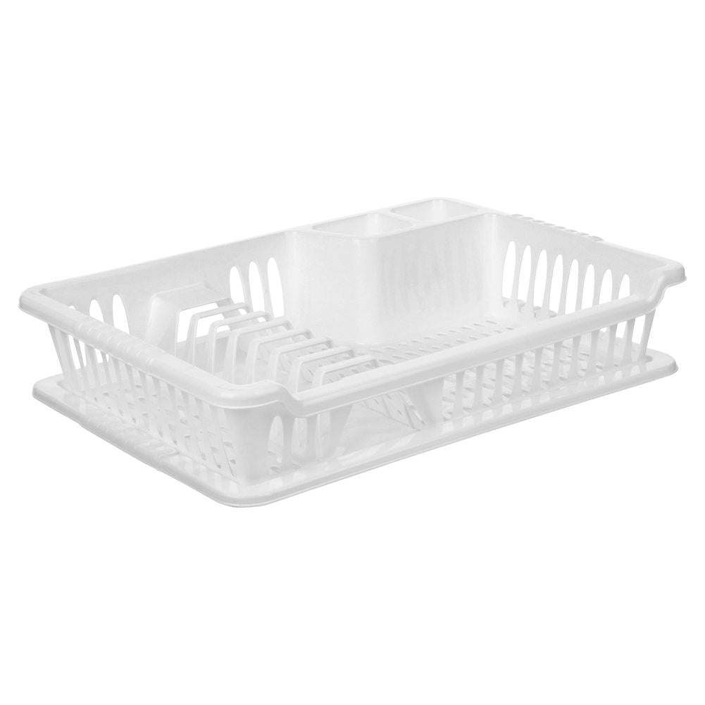 White Dish Rack with Removable Tray for Easy Cleaning