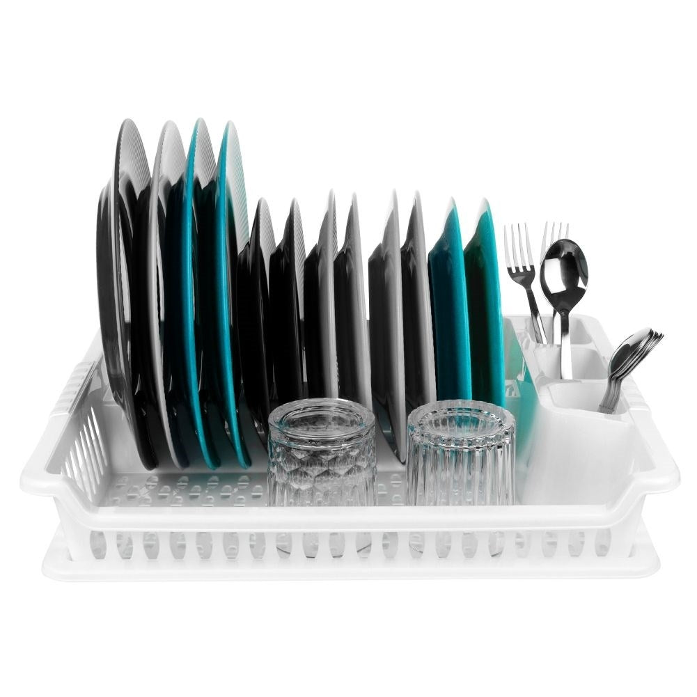 White Dish Rack with Removable Tray for Easy Cleaning