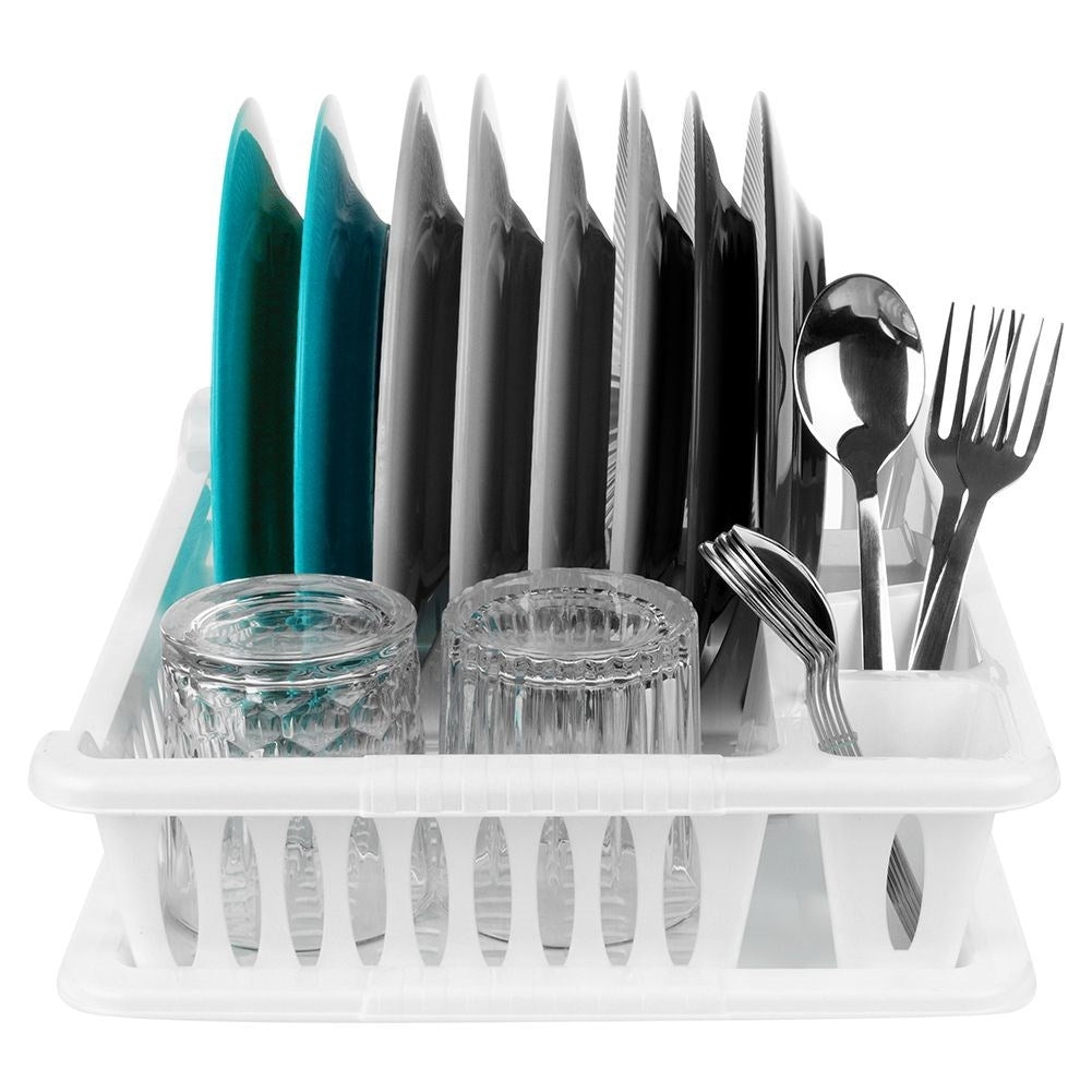 White Dish Rack with Removable Tray for Easy Cleaning