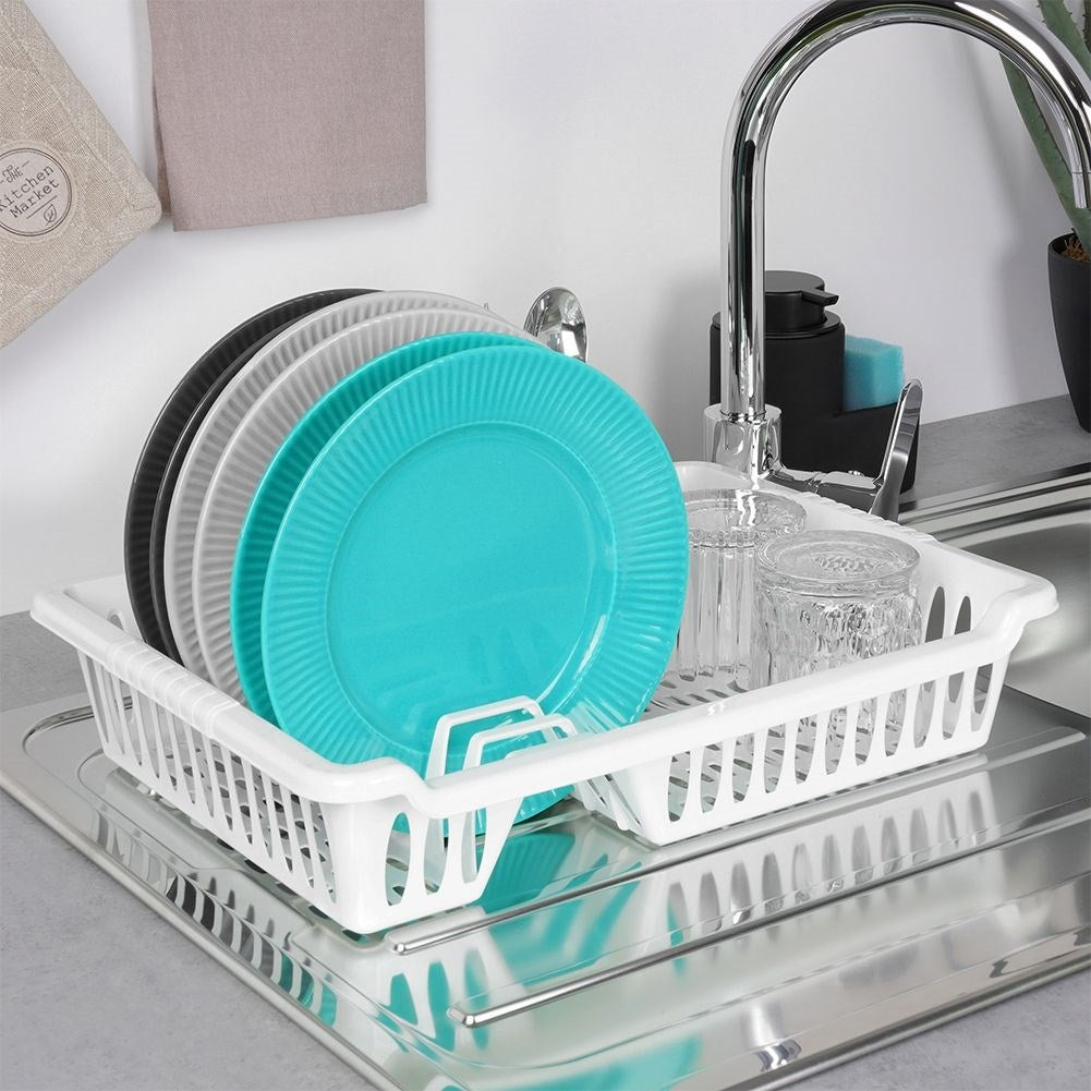 White Dish Rack with Removable Tray for Easy Cleaning