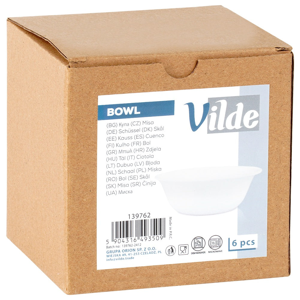 White Glass Bowls, 300 ml, Set of 6