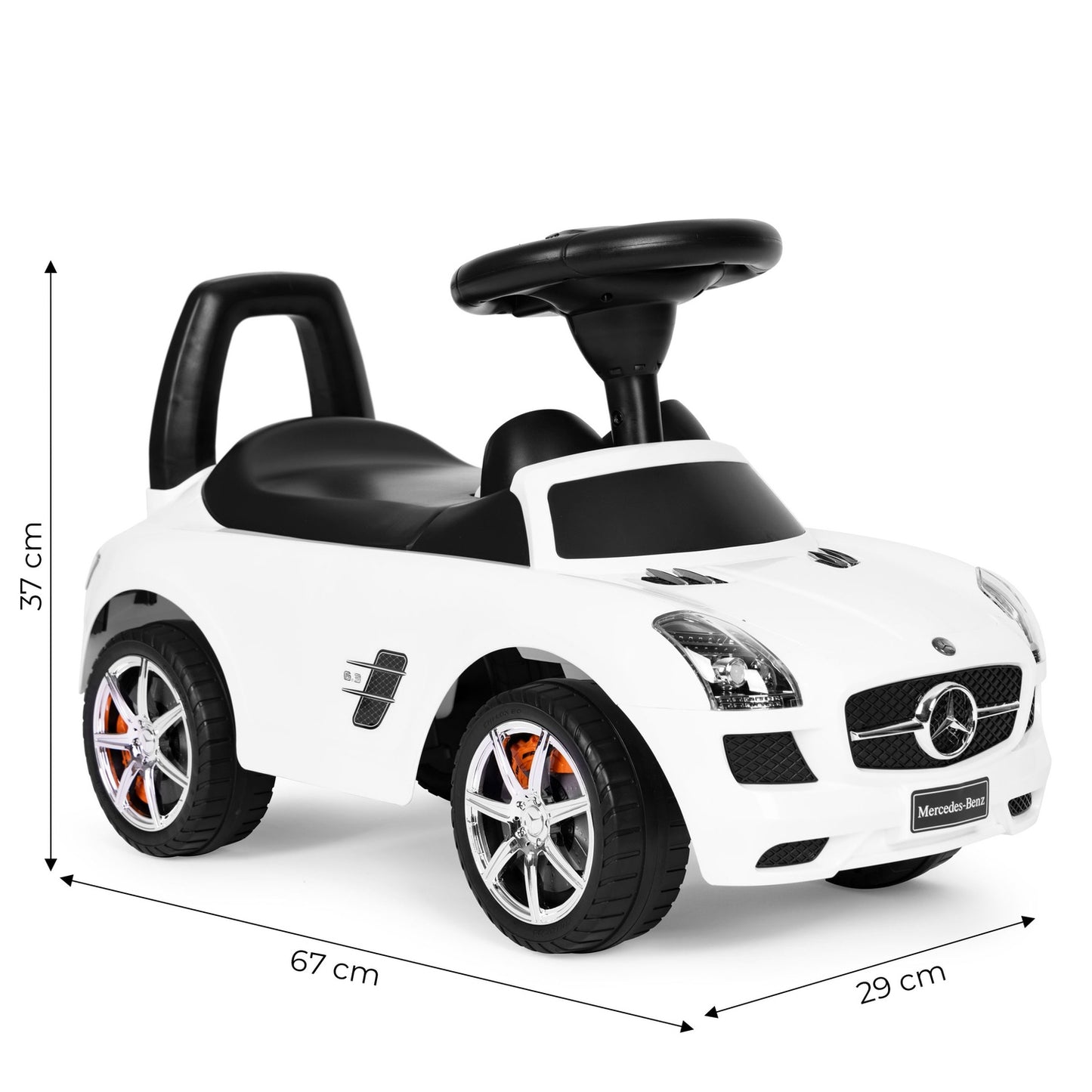 White Mercedes SLS push car