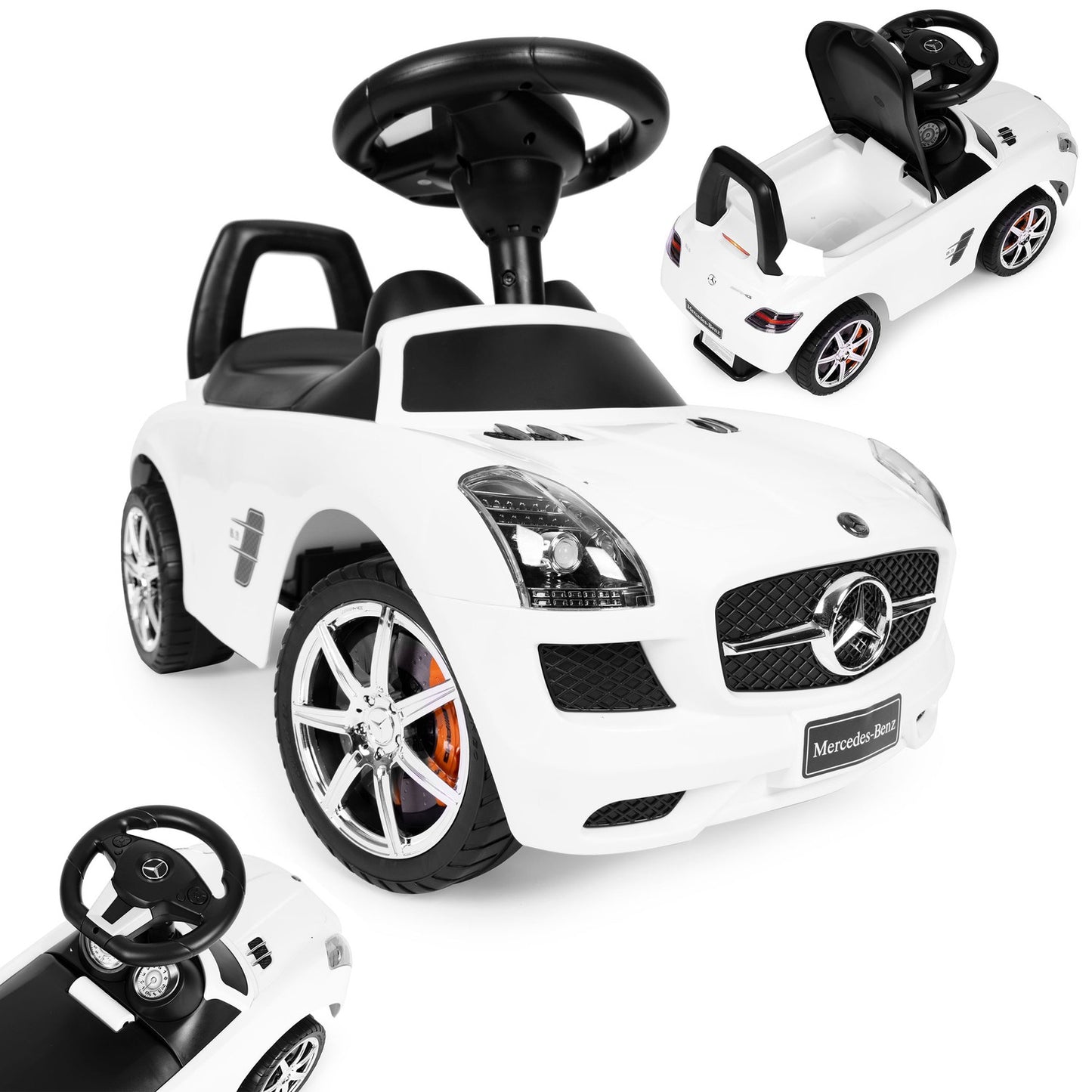 White Mercedes SLS push car