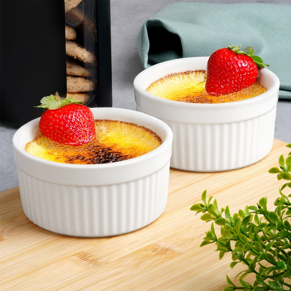 White Porcelain Baking Bowls, 260 ml, Set of 2