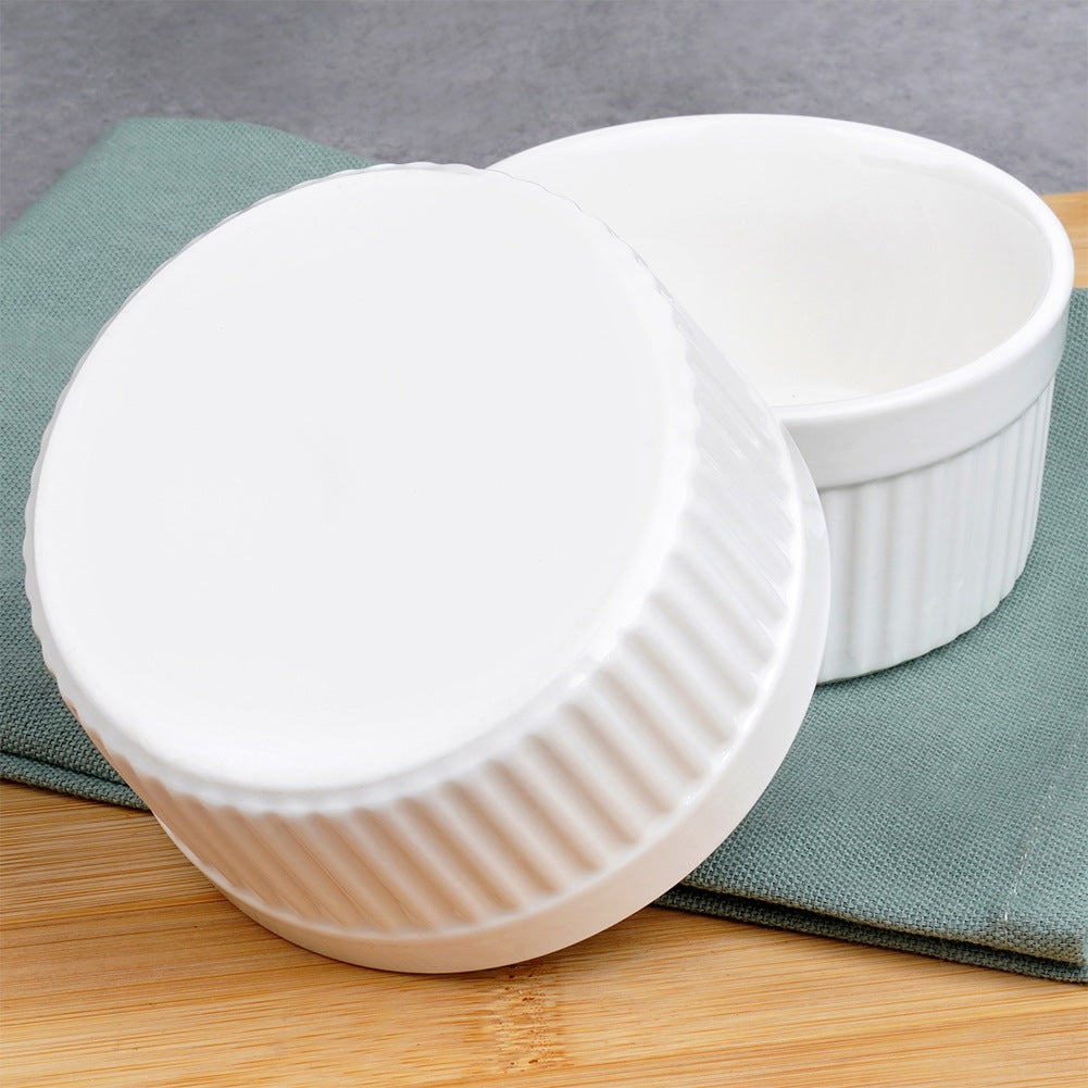 White Porcelain Baking Bowls, 260 ml, Set of 2