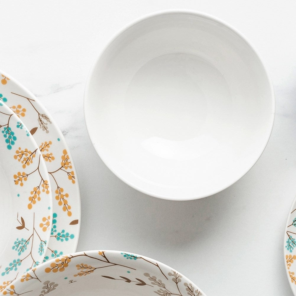 White Porcelain Bowl 600 ml with Colorful Floral Pattern