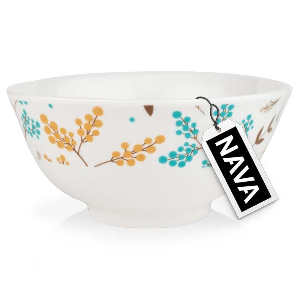 White Porcelain Bowl 600 ml with Colorful Floral Pattern