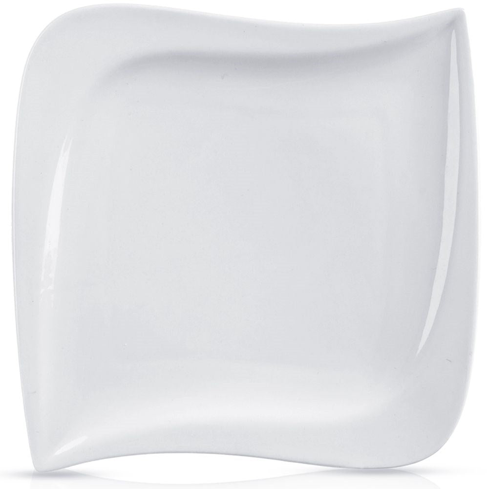 White Porcelain Dessert Plate - Modern Design, Dishwasher Safe