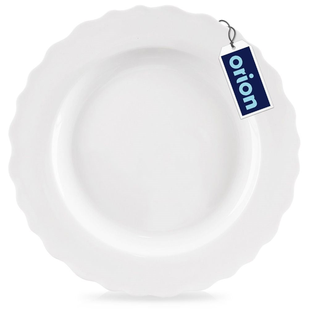 White Porcelain Dinner Plate with Wavy Edge, Dishwasher Safe
