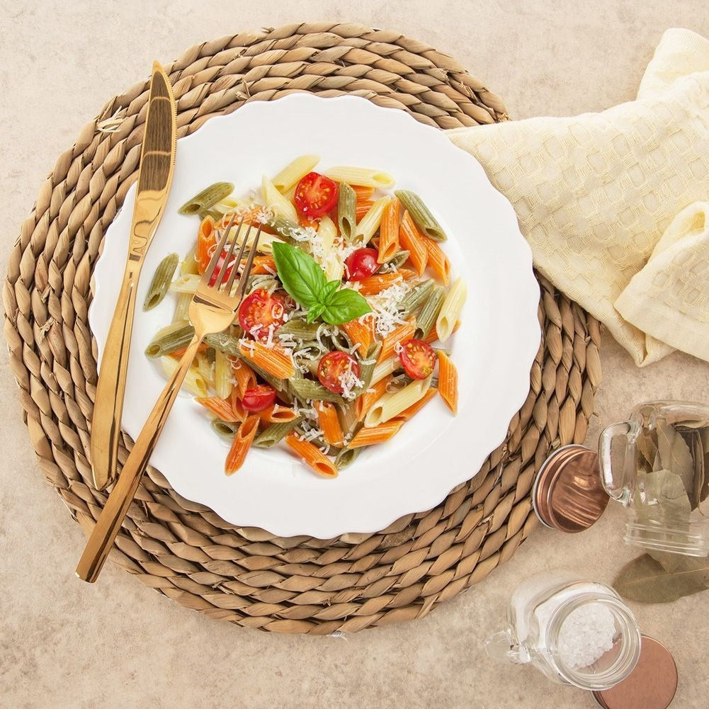 White Porcelain Dinner Plate with Wavy Edge, Dishwasher Safe