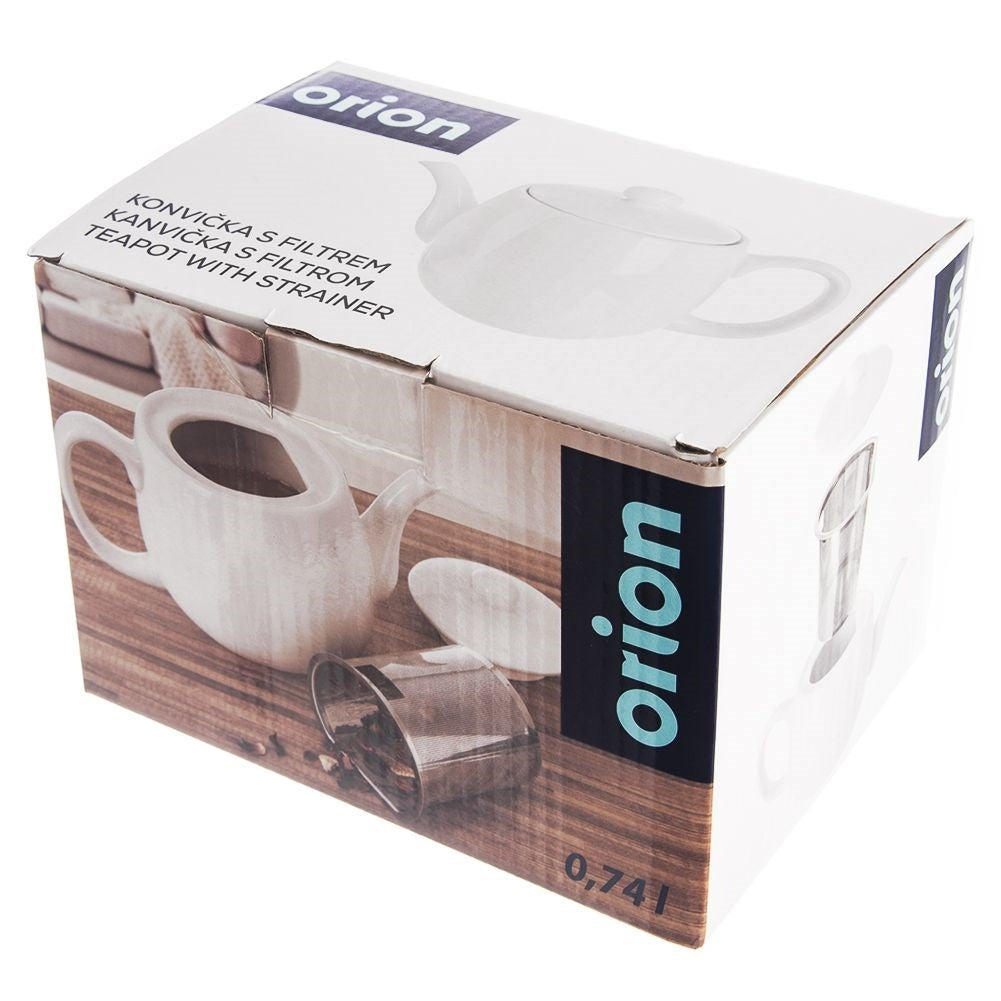 White Porcelain Teapot with Removable Infusion Basket and Lid