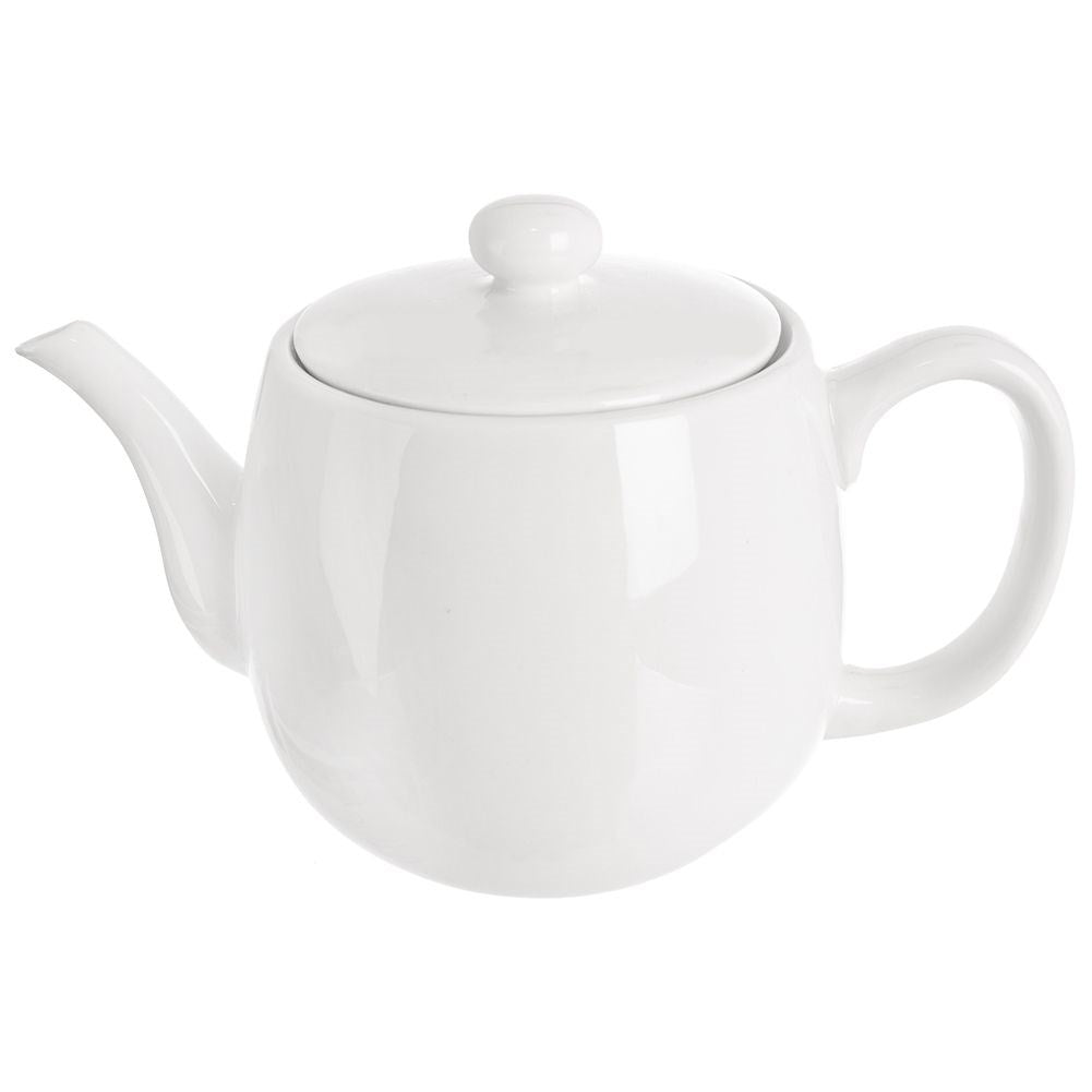 White Porcelain Teapot with Removable Infusion Basket and Lid