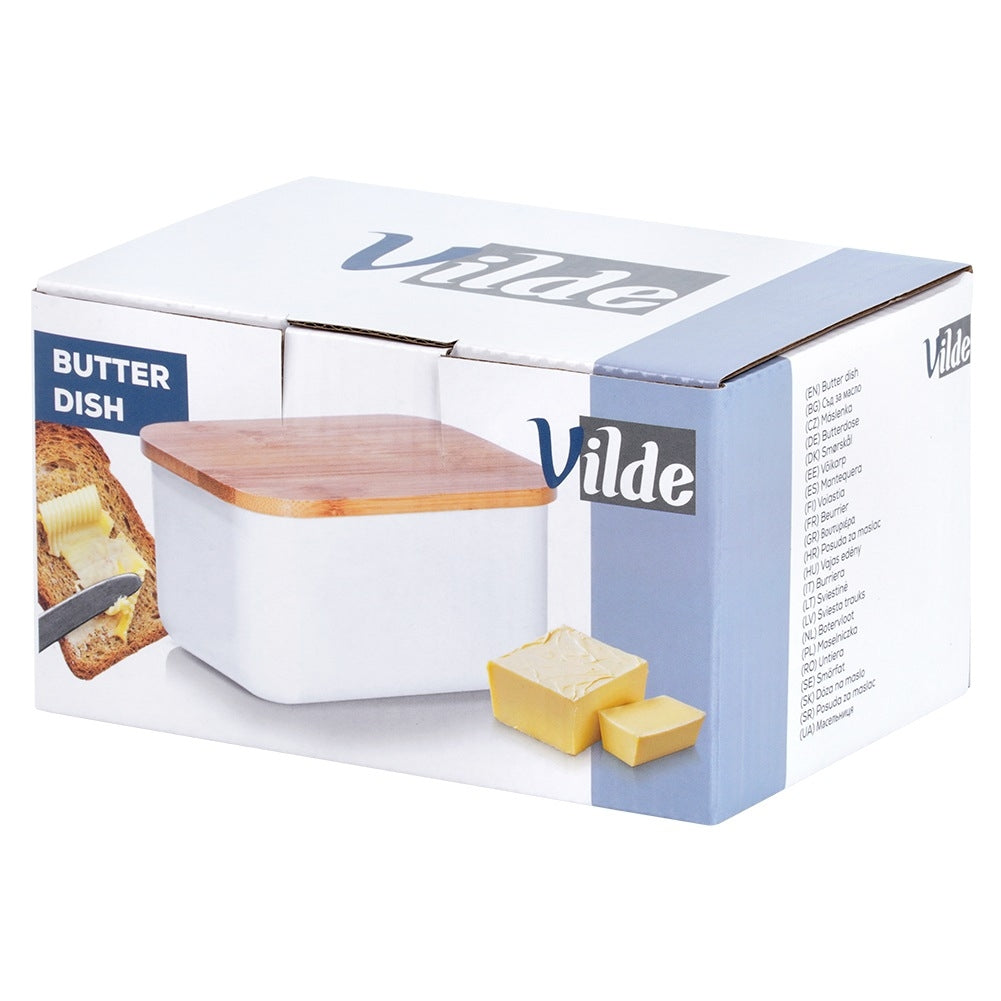 White Stainless Steel Butter Dish
