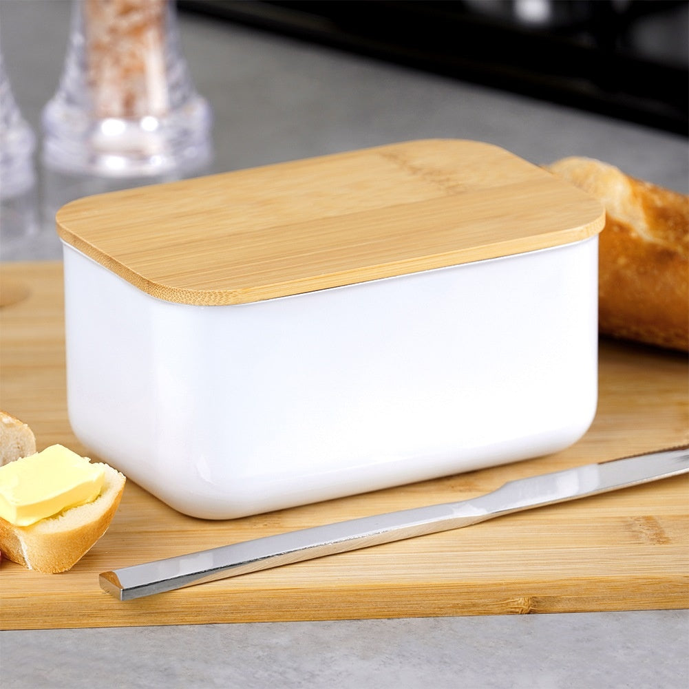 White Stainless Steel Butter Dish