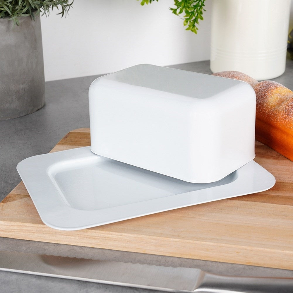 White Steel Butter Changer - Classic Storage & Serving