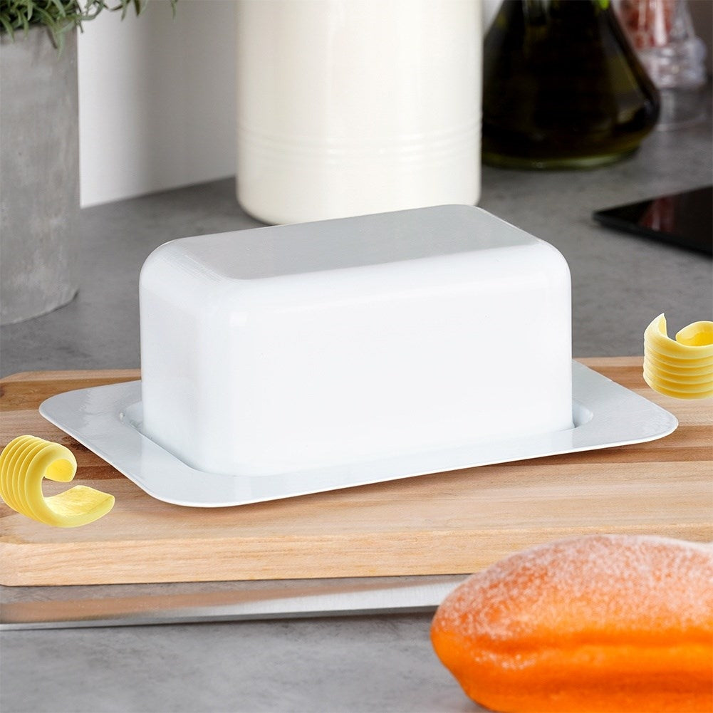 White Steel Butter Changer - Classic Storage & Serving
