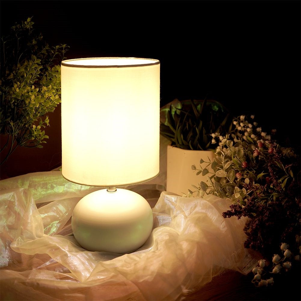 White Table Lamp with Shade for Home, Office & Workroom