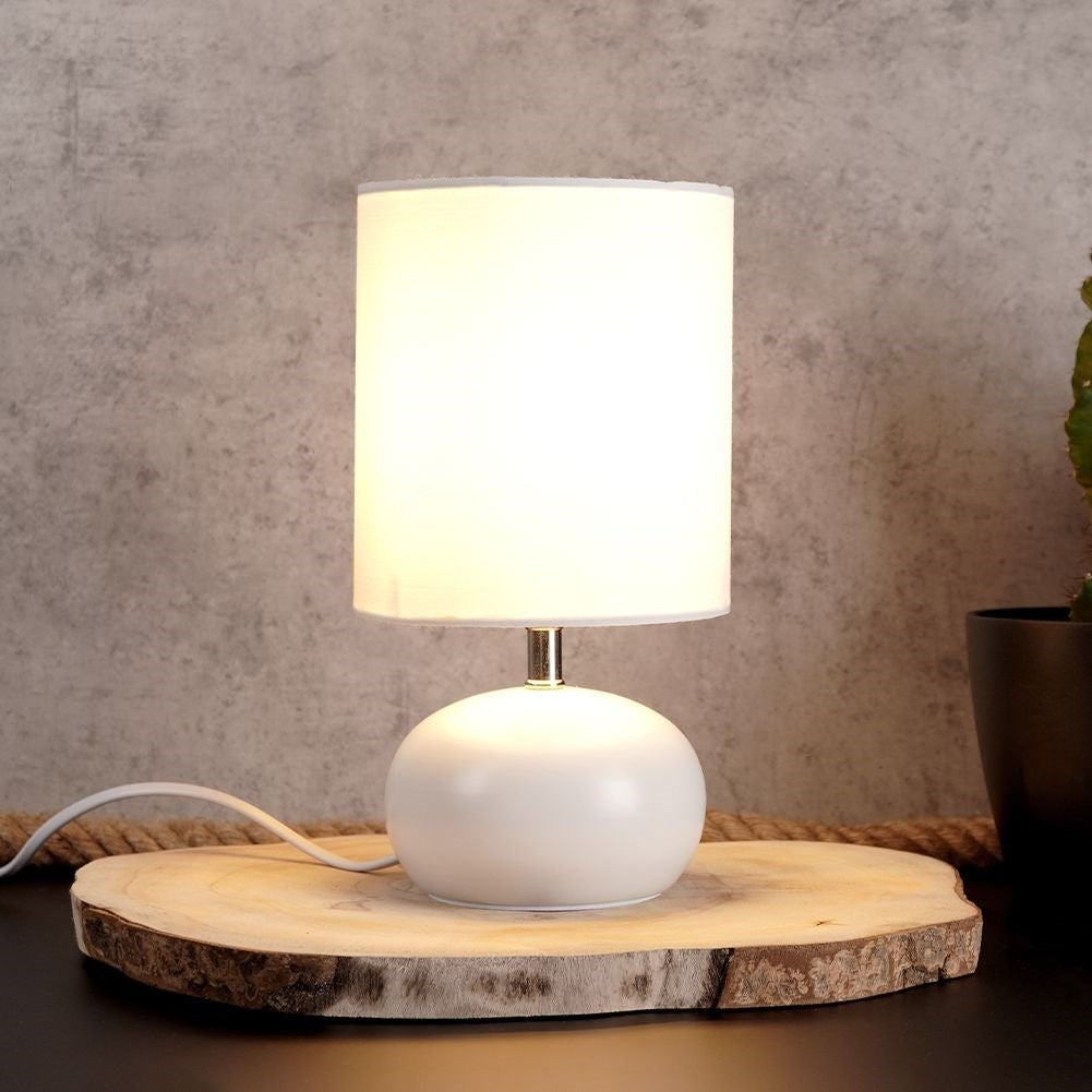 White Table Lamp with Shade for Home, Office & Workroom