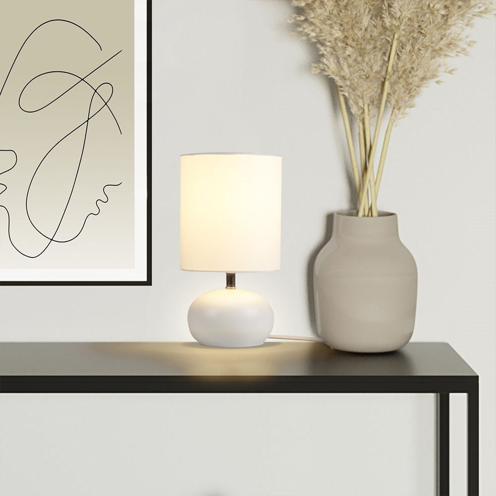 White Table Lamp with Shade for Home, Office & Workroom
