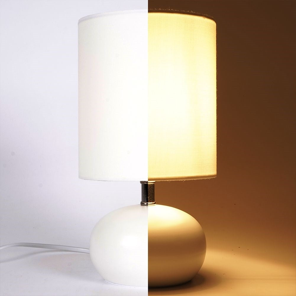 White Table Lamp with Shade for Home, Office & Workroom