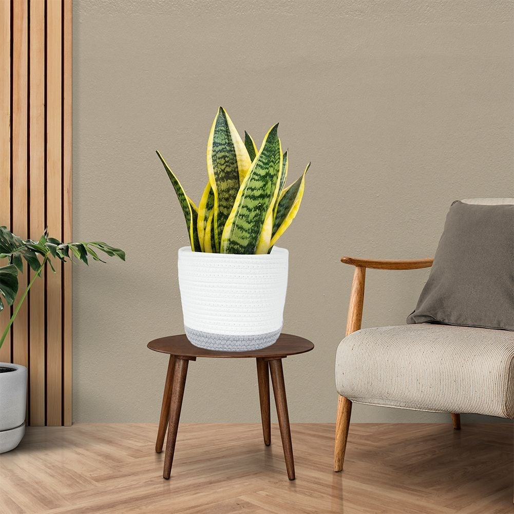 White and gray cotton basket for pot protection and small storage
